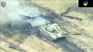 Ukraine suicide kamikaze drone circles and destroys Russian tank