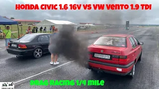 Honda Civic 1.6 16v vs VW Vento 1.9 TDI drag racing 1/4 mile 🚦🚗 - 4K UHD