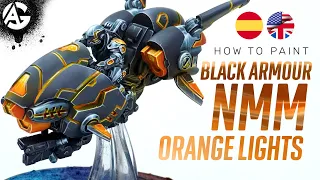 How to paint BLACK Armor, NMM & Orange Lights 🧡 / Como pintar Armadura NEGRA, NMM & Luces Naranjas 🧡