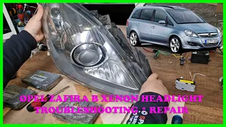 Opel Zafira B BI-XENON headlight low & high beam troubleshooting, repair, ballast, bulb replacement