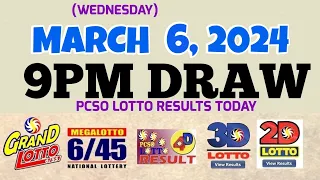 Lotto Result Today 9pm draw March 6, 2024 6/55 6/45 4D Swertres Ez2 PCSO#lotto