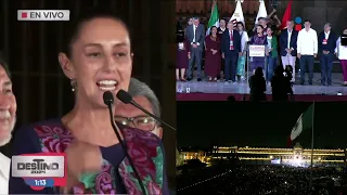 Claudia Sheinbaum celebró en el Zócalo tras declararse ganadora