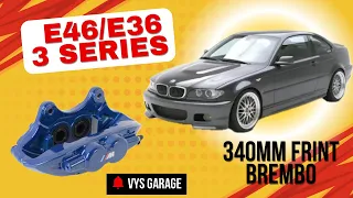 BMW E36 E46 Front brake upgrade 340mm Brembo 328i 325i m3 330i 330d 330ci 325ci f3x Calipers t5 disc