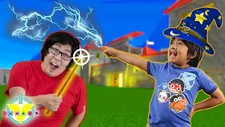 RYAN vs DADDY trying to be a wizard! Castle in Wizarding World Game ! Let's Play Roblox