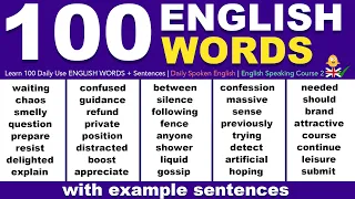 Learn 100 Daily Use ENGLISH WORDS + Sentences | Daily Spoken English | English Speaking Course (2)