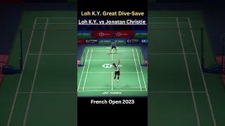 Loh's Great Dive Save | Loh Kean Yew vs. Jonatan Christie｜French Open 2023