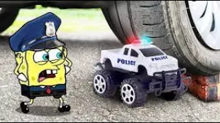 Please Noo Crushing Spongebob vs Police Toy Car  Crushing Crunchy  Soft Things by Car