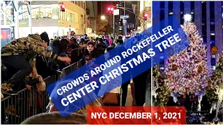 🤯 NYC Live INSANE CROWDS To See Rockefeller Center Christmas Tree Lighting Opening December 1, 2021