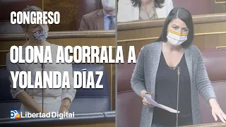 Macarena Olona acorrala a Yolanda Díaz y esta le responde hablando de Biden y el Papa