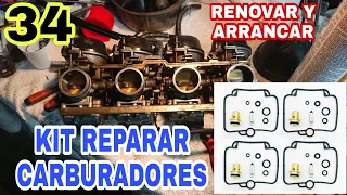 34 Montar kit nuevo carburación en 4 carburadores y arrancar. Suzuki GSXR 750