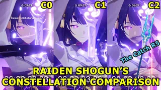 Raiden's Constellation Comparison C0 vs C1 vs C2 - Team Rotation - Damage Comparison