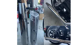 SharkRoad slip on exhaust mufflers. eBay purchased for 2014-2020 Harley Sportster only $159.00