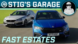 FAST ESTATE CARS: Skoda Octavia VRS vs Cupra Leon Estate 2.0 TSI VZ2 | Stig's Garage ft. Becky Evans