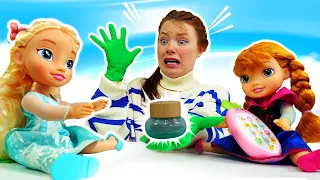 Puppen Video mit Elsa auf Deutsch. Die verzauberte Creme. Spielspaß mit Irene