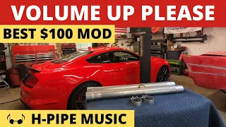 2020 Mustang GT H Pipe Exhaust Before and After Resonator Delete