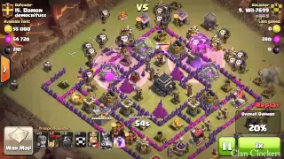 Lavaloon attack with TH9 with no XBOW - Clash of Clans