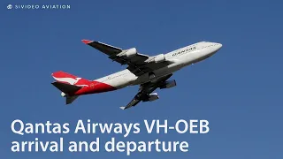 Retired - Qantas Airways (VH-OEB) arrival and departure at Perth Airport.