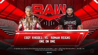 Cody Rhodes Vs Roman Reigns on Monday Night RAW - WWE 2K24