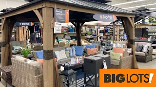 BIG LOTS PATIO FURNITURE GAZEBOS SOFAS ARMCHAIRS TABLES SHOP WITH ME SHOPPING STORE WALK THROUGH