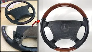 Leather Steering Wheel Upholstery, Mercedes Benz Steering Wheel Cover, Leather Steering Wheel Cover