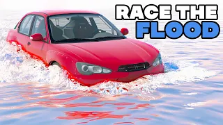 Racing A Flood On An Icy Mountain In BeamNG Was A Horrible Idea...