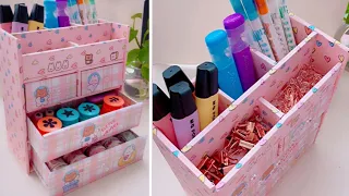 DIY Desk Organizer | Paper Crafts Idea | Easy to make | School Hacks