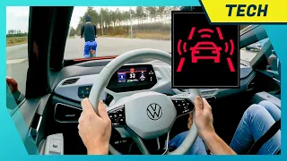 VW Front Assist, Ausweichunterstützung & Abbiegebremsfunktion: Notbremsen & Ausweichen im Test!