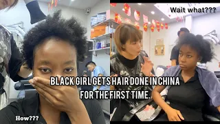 BLACK GIRL GETS NATURAL HAIR DONE IN CHINA FOR THE FIRST TIME (I wasn’t expecting this.😭)