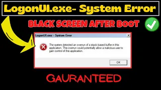 LogonUI.exe System error- The system detected an overrun of a stack based buffer in this application