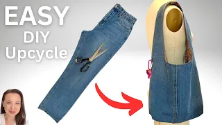 How to make a Lined Denim Jeans Hobo Bag - NO zipper  Easy DIY