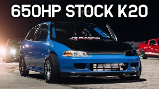 650HP Stock K20 Turbo Runs A 9 Second Short Track