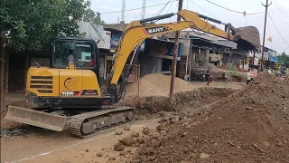 sany mini excavator sy60cpro excavator #jcb se nali ku khudai road side