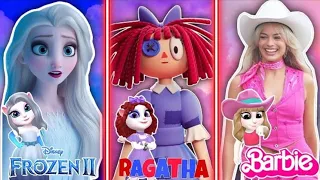 New Virus Ragatha  🤡 Vs Barbie 💗 vs Frozen Of Elsa ❄️ In Angela 2 || Cosplay / My Talking Angela 2 🐱