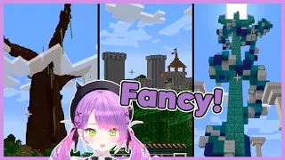 Towa Reacts to Fauna's World Tree, Kronii's Castle and Gura's Trident【Minecraft】