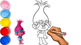 How To Draw Trolls, Как нарисовать Тролля Розочка,Раскраска для детей