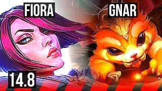 FIORA vs GNAR (TOP) | 80% winrate, 7 solo kills | KR Master | 14.8