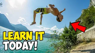 How to GAINER FLIP into Water! EASY Tutorial | Cliff Jumping in Lake Iseo Cinematic - Vlog 04 (4K)