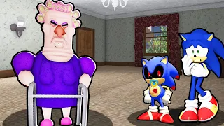 SONIC AND BABY SONIC.EXE VS ESCAPE GRUMPY GRAN IN ROBLOX