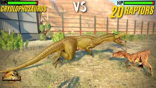 Cryolophosaurus vs 20 Raptors Pack - Jurassic World Evolution 2
