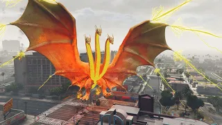 GTA 5 - Big Monster: King Ghidorah 2019 Attack The City