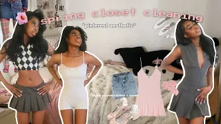 EXTREME CLOSET CLEANOUT & ORGANIZATION 🧺🎀 (declutter, trying on everything, and organizing)