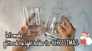 2 Easy Tea light holder for CHRISTMAS DECORATION. DIY Christmas decoration. Glitter tea light holder