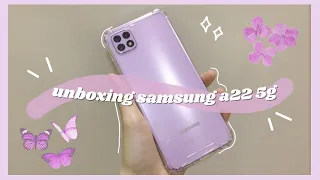 ✧.* Aesthetic Samsung A22 5G Unboxing (Violet)! ASMR + review ✧˚ · .