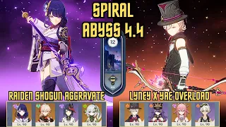 C3 Raiden Shogun Aggravate & C0 Lyney Yae Miko Overload | Floor 12 9 Stars | Genshin Impact 4.4