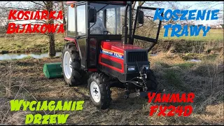 Wyciąganie drzew i Koszenie kosiarką bijakową / Yanmar FX24D i Kosiarka Bijakowa.