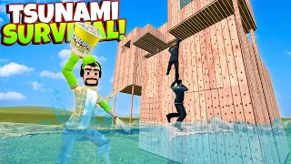 We Built a TSUNAMI SURVIVAL Fort in Garry's Mod!!