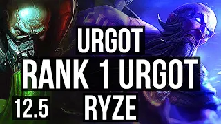 URGOT vs RYZE (TOP) | Rank 1 Urgot, 1.2M mastery, 500+ games, Godlike, 8/3/8 | KR Master | 12.5