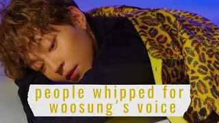 4 minutes of people being whipped for woosung's voice (and HIM)
