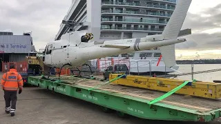 AS350 Helicopter loading to a ro-ro to a vessel