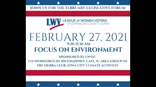 League of Women Voters of Johnson County Legislative Forum: Focus on the Environment